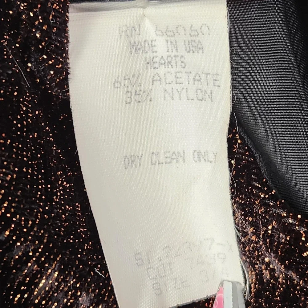 Vintage Hearts Dress Womens Small 3/4 Black Peplum‎ Velvet 2 Piece Made USA 80s - Picture 5 of 16